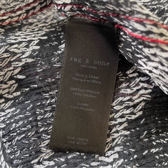 Rag & Bone Black Multi Zebra Maris Silk Popover Relaxed Fit Blouse Size Small - Picture 11 of 12